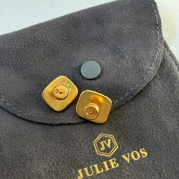 Julie Vos Marbella Gold and slightly pink Stud Earrings - Picture 2 of 4